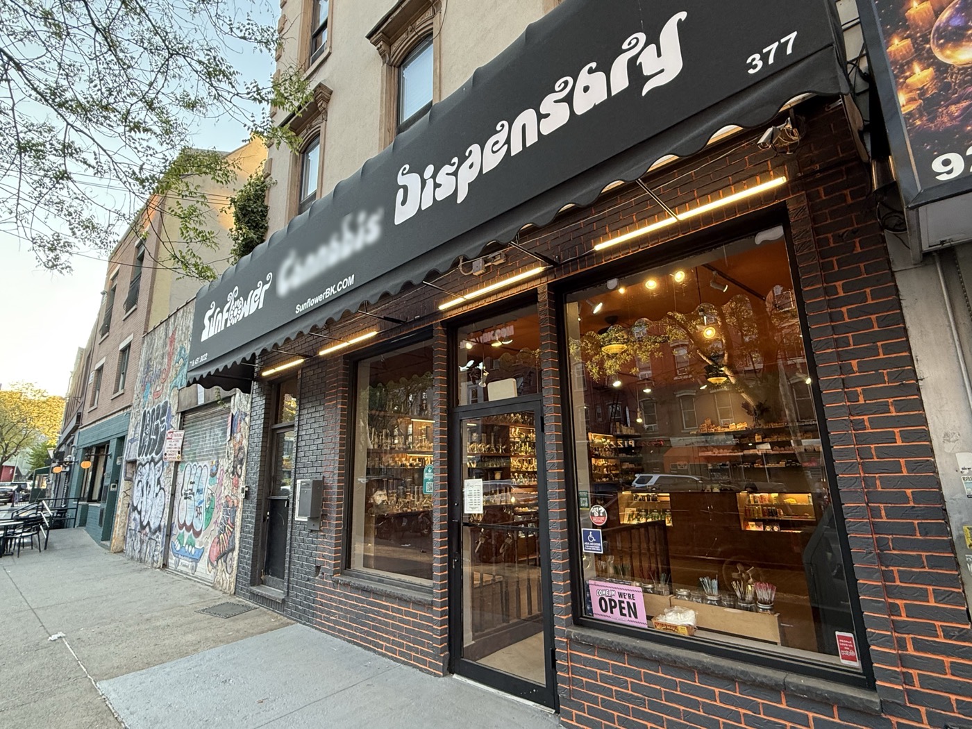 Sunflower Cannabis Dispensary storefront, 377 Metropolitan Ave